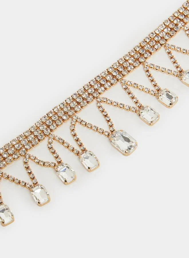 Styli  Gold Tone Diamante Chain Necklace for Women | Best Price UAE